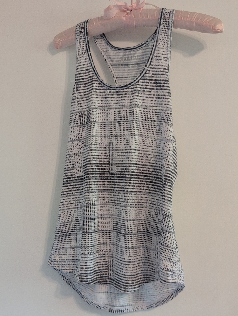 Women's Black and White Patterned Racerback Tank Top
